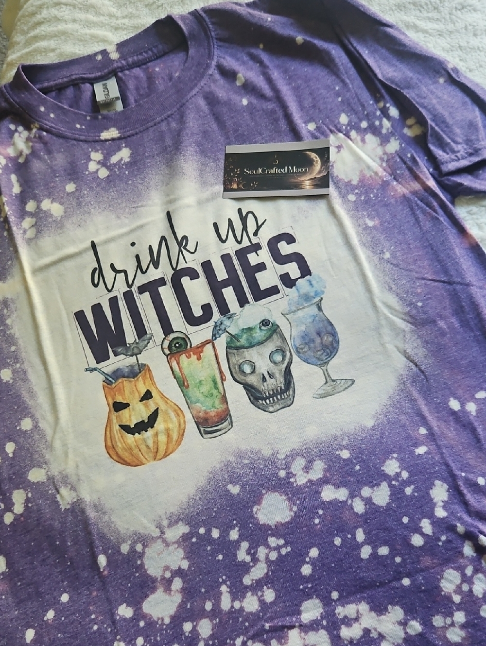 Gildan Purple & White 'Drink Up Witches' Halloween Graphic Tee